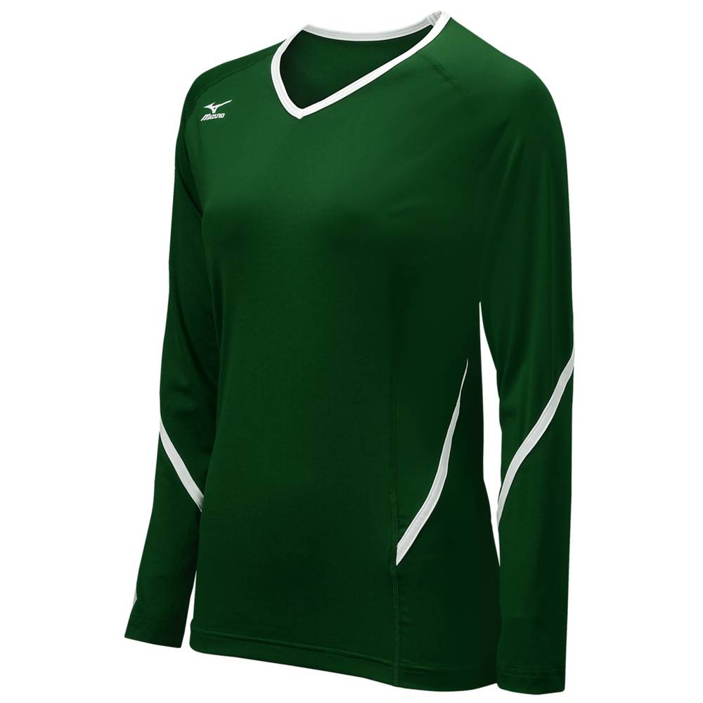 Jersey Mizuno Voleibol Techno Generation Long Sleeve Para Mujer Verdes/Blancos 6324590-KW